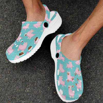 Alpaca Cartoon Design Themed Print Unisex Clogs Shoes