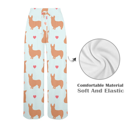 Pembroke Welsh Corgis Pattern Print Design A01 Women's Wide Leg Lounge Pants