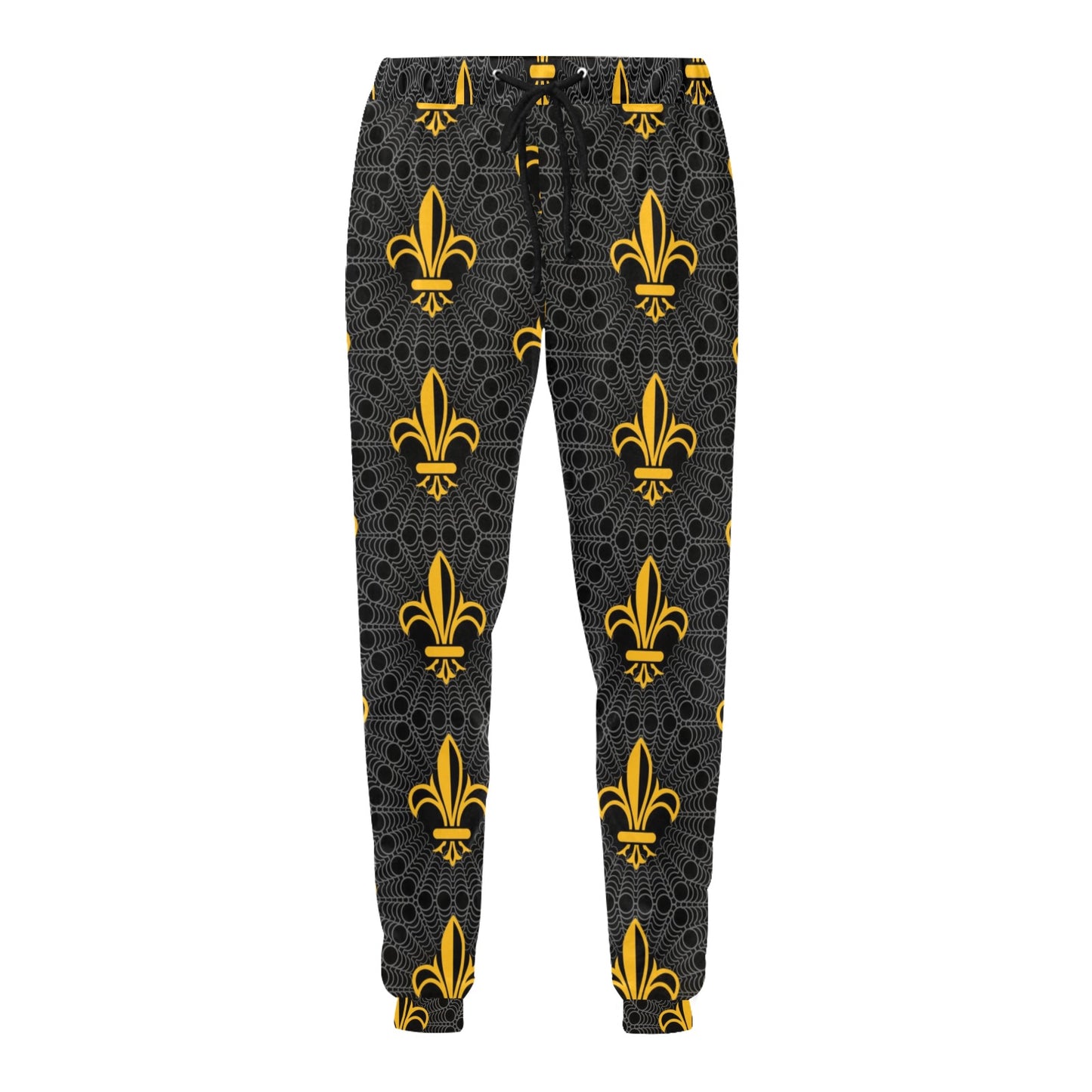 Fleur De Lis Gold Pattern Print Design 01 Men's Sweatpants