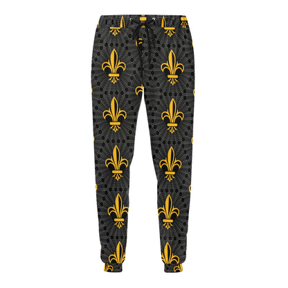 Fleur De Lis Gold Pattern Print Design 01 Men's Sweatpants