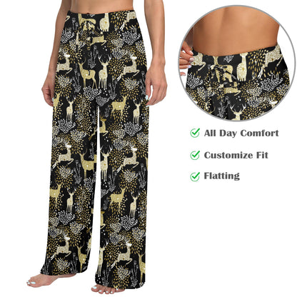 Deer Design Print Pattern JJ069 Women's Wide Leg Lounge Pants
