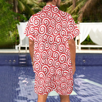Candy Pattern Print Design 03 Men's Beach Shirt and Shorts Set