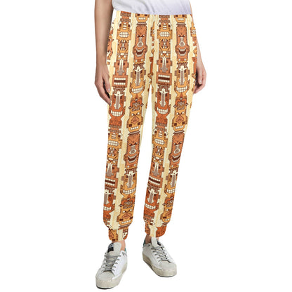 Tiki Orange Vertical Pattern Women's Casual Track Pants