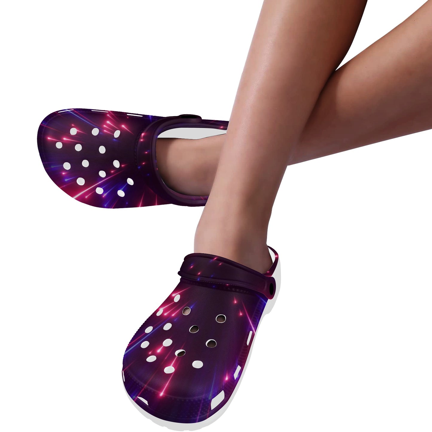 Celestial Purple Blue Neon Speed Light Unisex Clogs Shoes