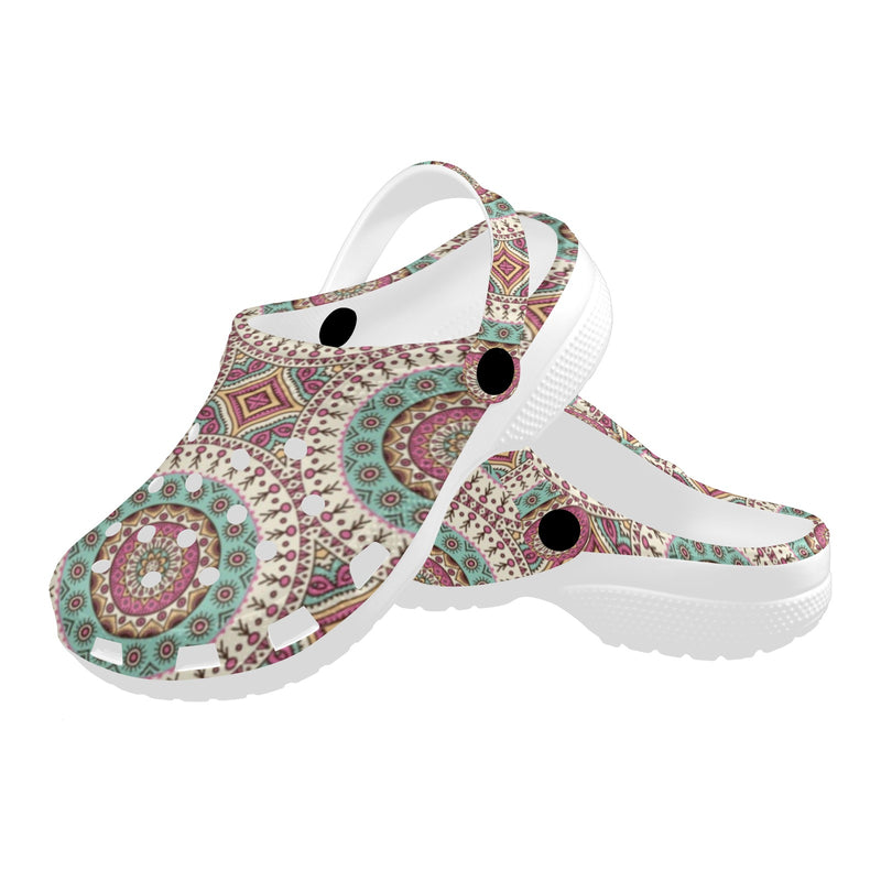 Bohemian Round Style Print Unisex Clogs Shoes