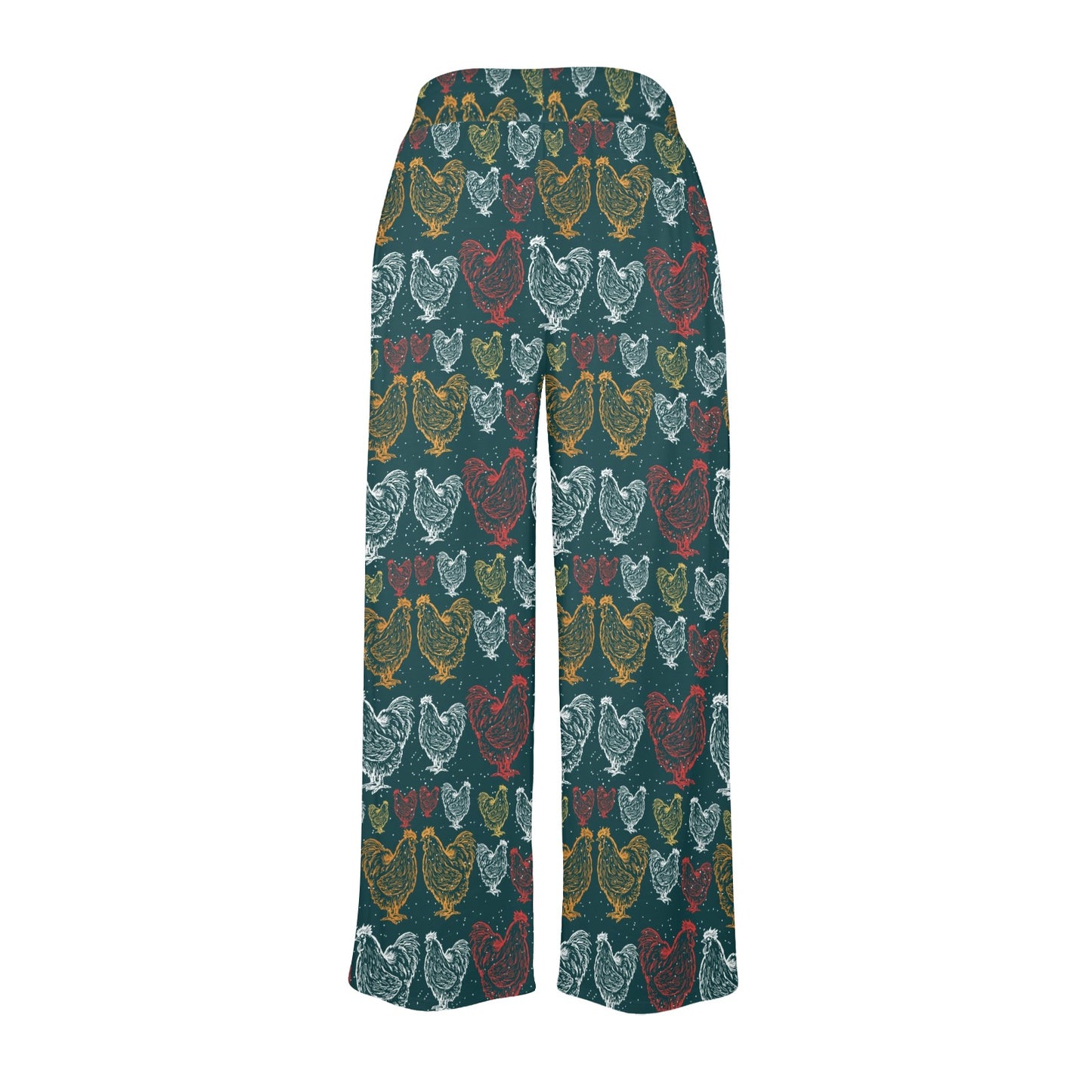 Rooster Hand Draw Design Women's Wide Leg Lounge Pants