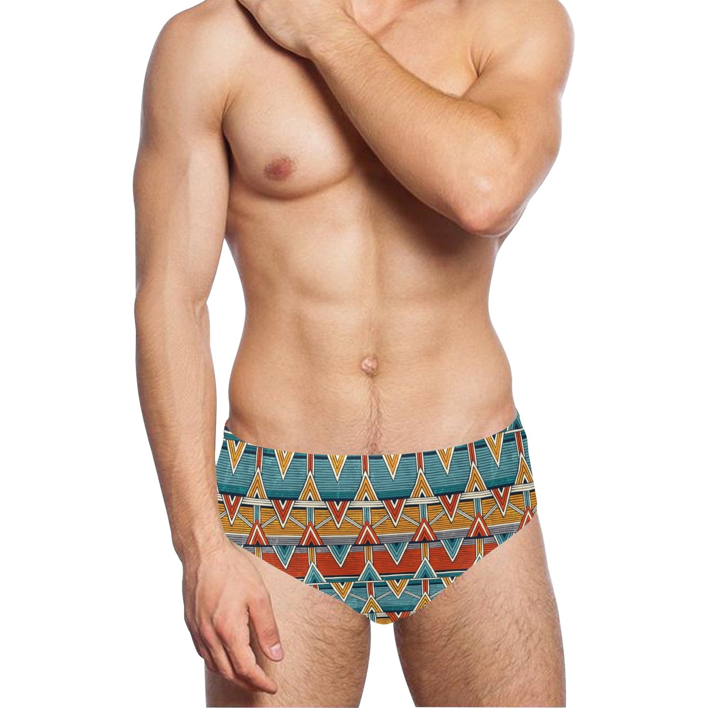 Kente Print African Design Themed Men's Swimming Briefs