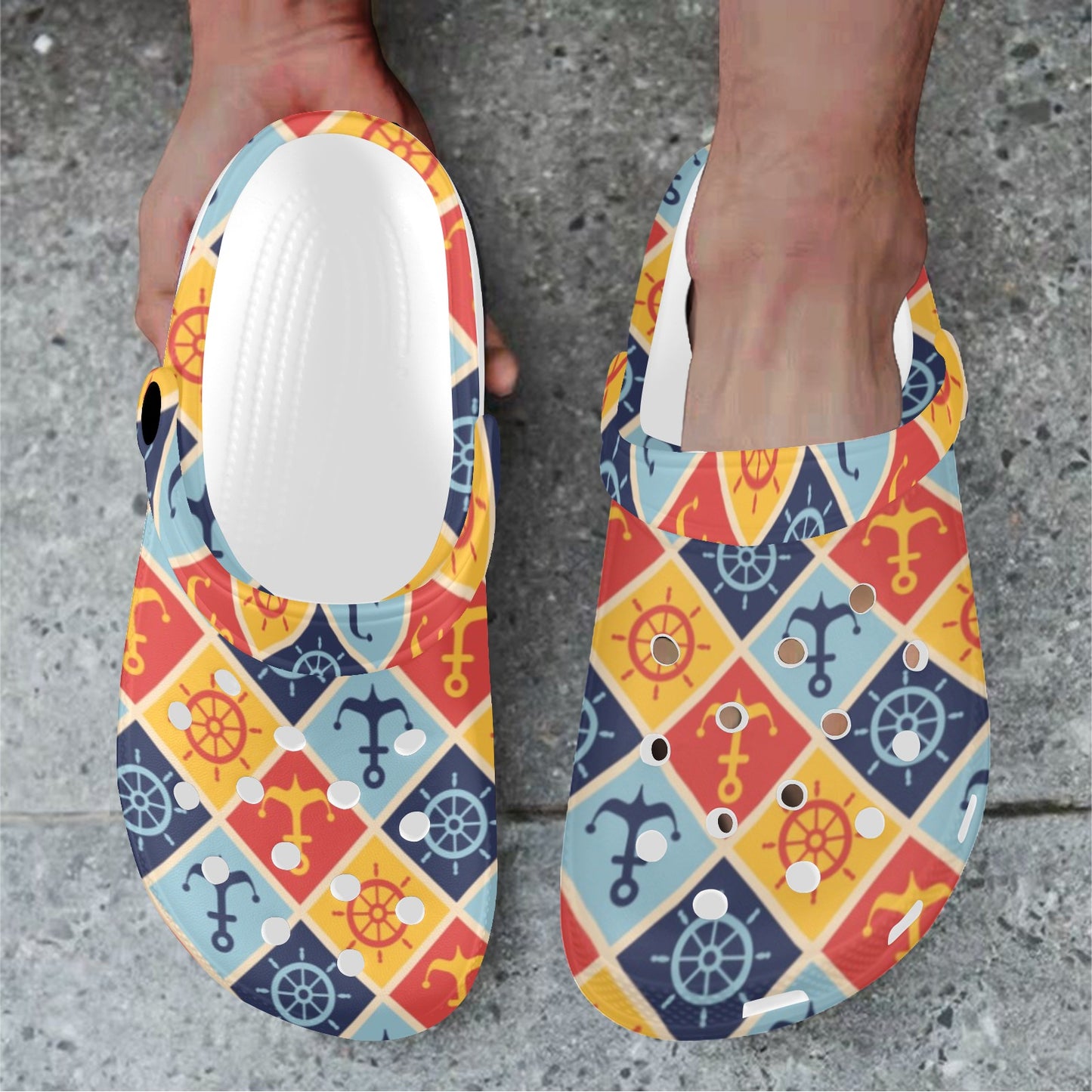 Nautical Pattern Design Themed Print Unisex Clogs Shoes