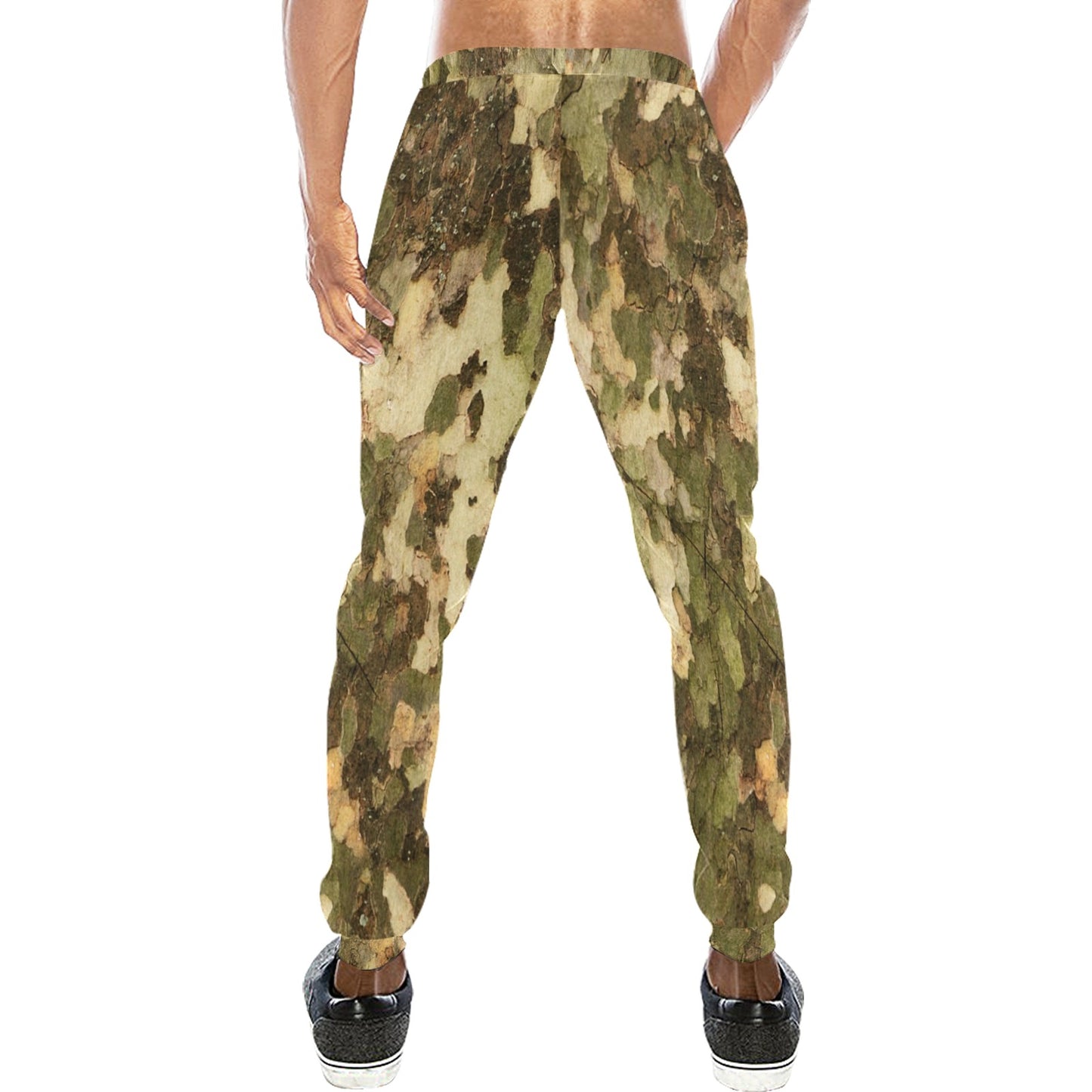 Camo Realistic Tree Texture Print Men's Sweatpants