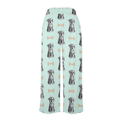 Schnauzers Pattern Print Design A03 Women's Wide Leg Lounge Pants