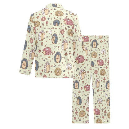 Hedgehog Cute Pattern Print Design 01 Men's Long Pajama Set
