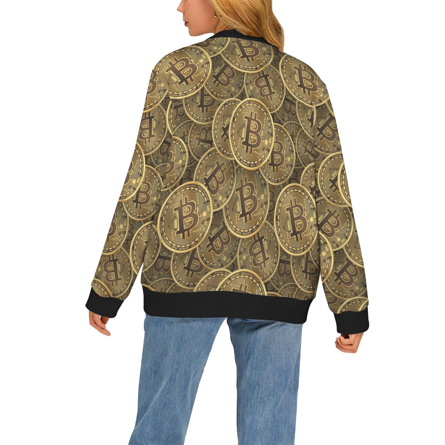 Bitcoin Pattern Print Design DO01 Women's Cardigan