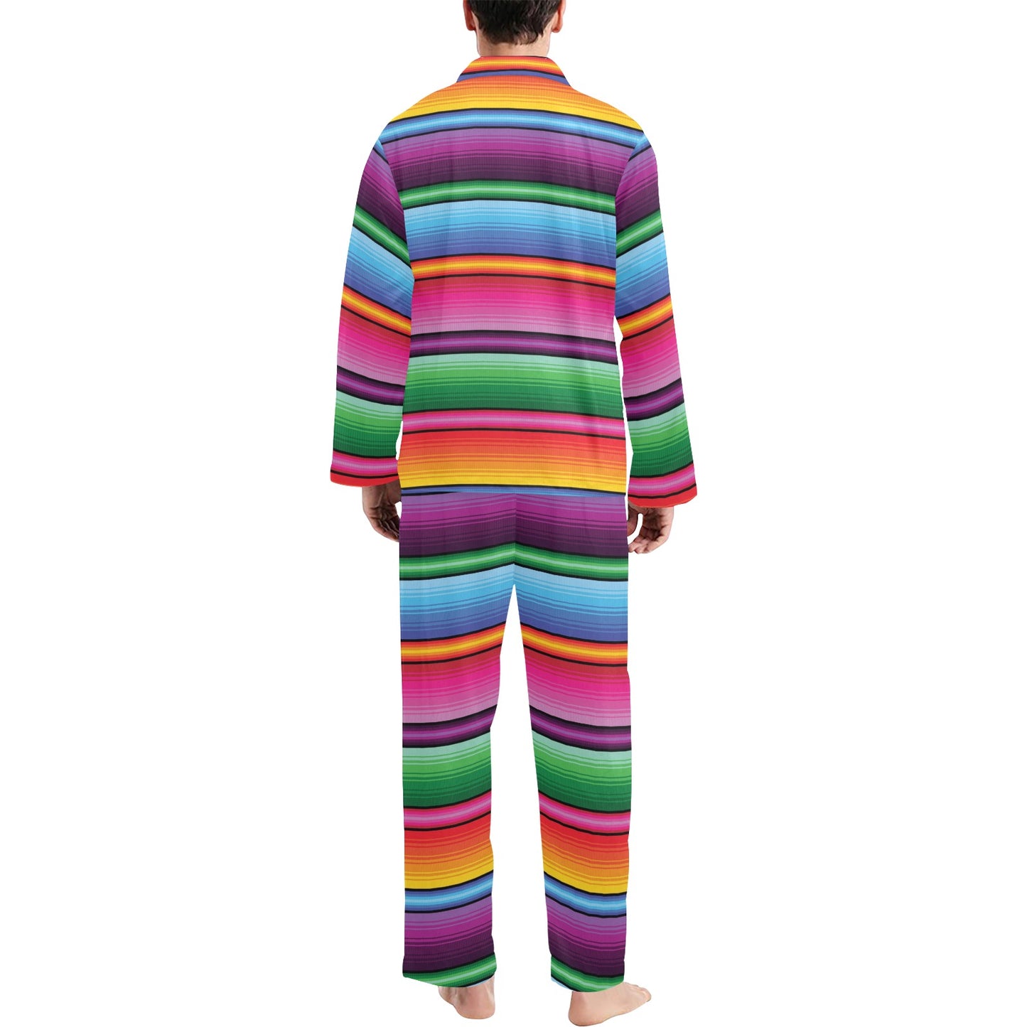 Mexican Blanket Colorful Print Pattern Men's Long Pajama Set