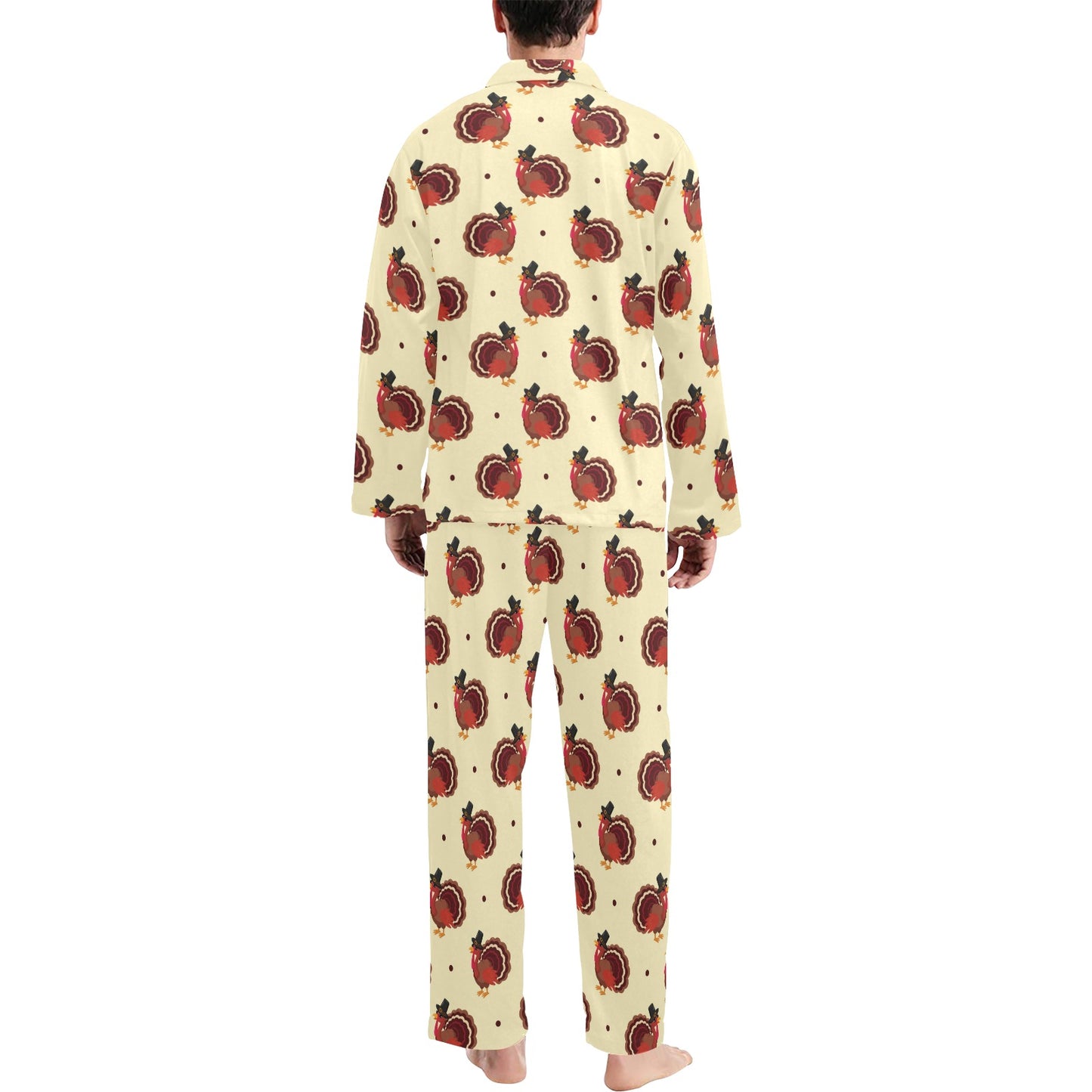 Thanksgiving Print Design LKS3010 Men's Long Pajama Set