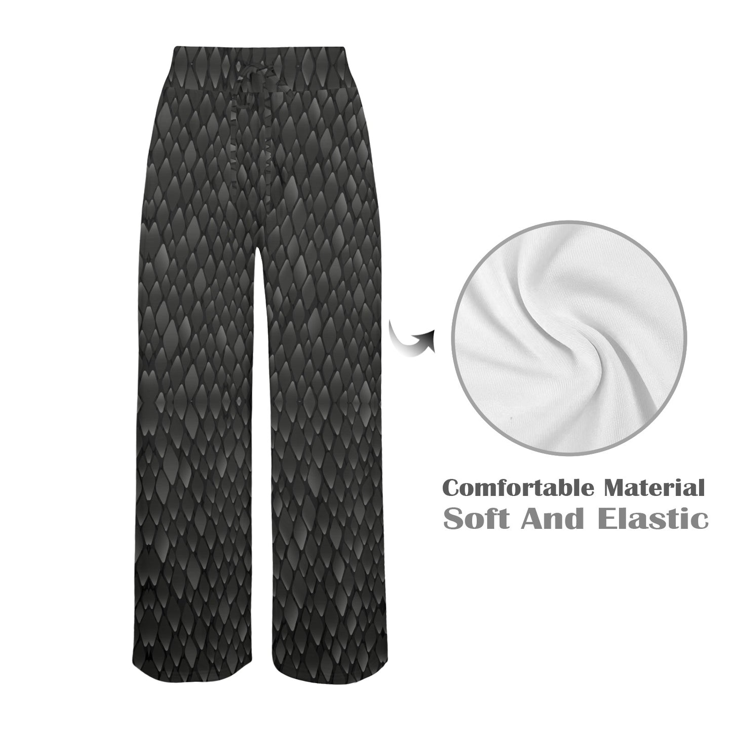 Snake Skin Black Print Women's Wide Leg Lounge Pants