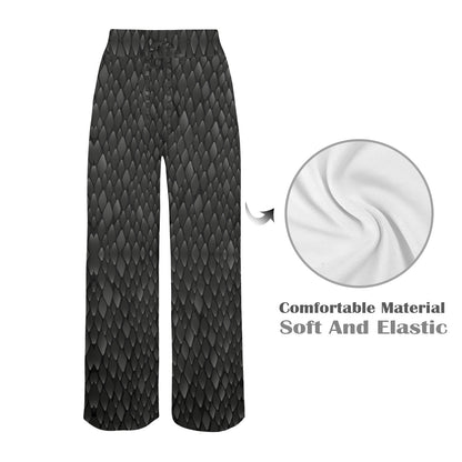 Snake Skin Black Print Women's Wide Leg Lounge Pants