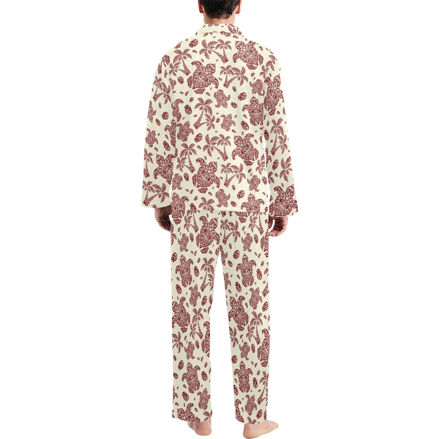 Polynesian Tattoo Turtle Themed Men's Long Pajama Set