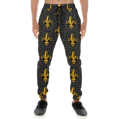 Fleur De Lis Gold Pattern Print Design 01 Men's Sweatpants
