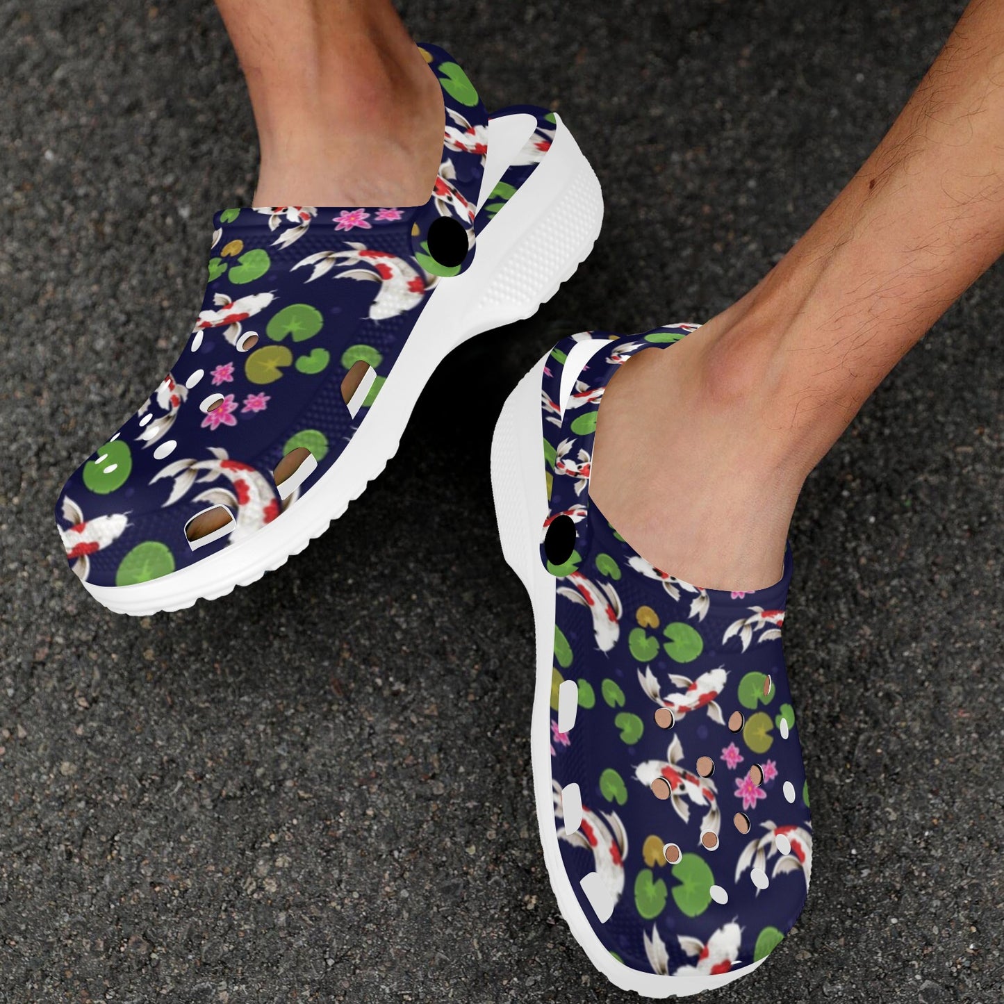 Koi Carp Pattern Design Themed Print Unisex Clogs Shoes