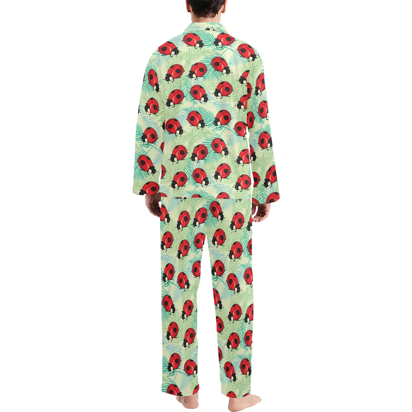 Ladybug Cute Print Pattern Men's Long Pajama Set