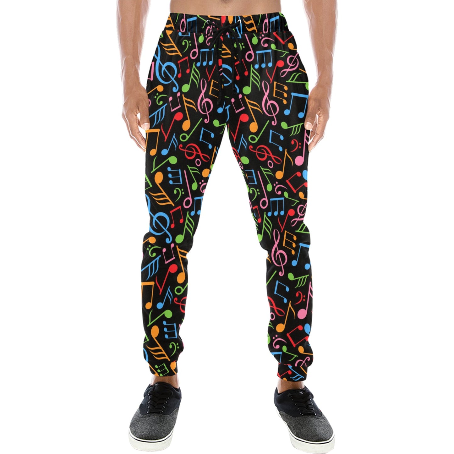 Music Note Colorful Themed Print Men's Sweatpants
