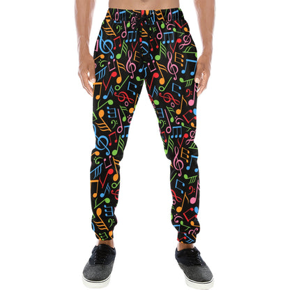 Music Note Colorful Themed Print Men's Sweatpants