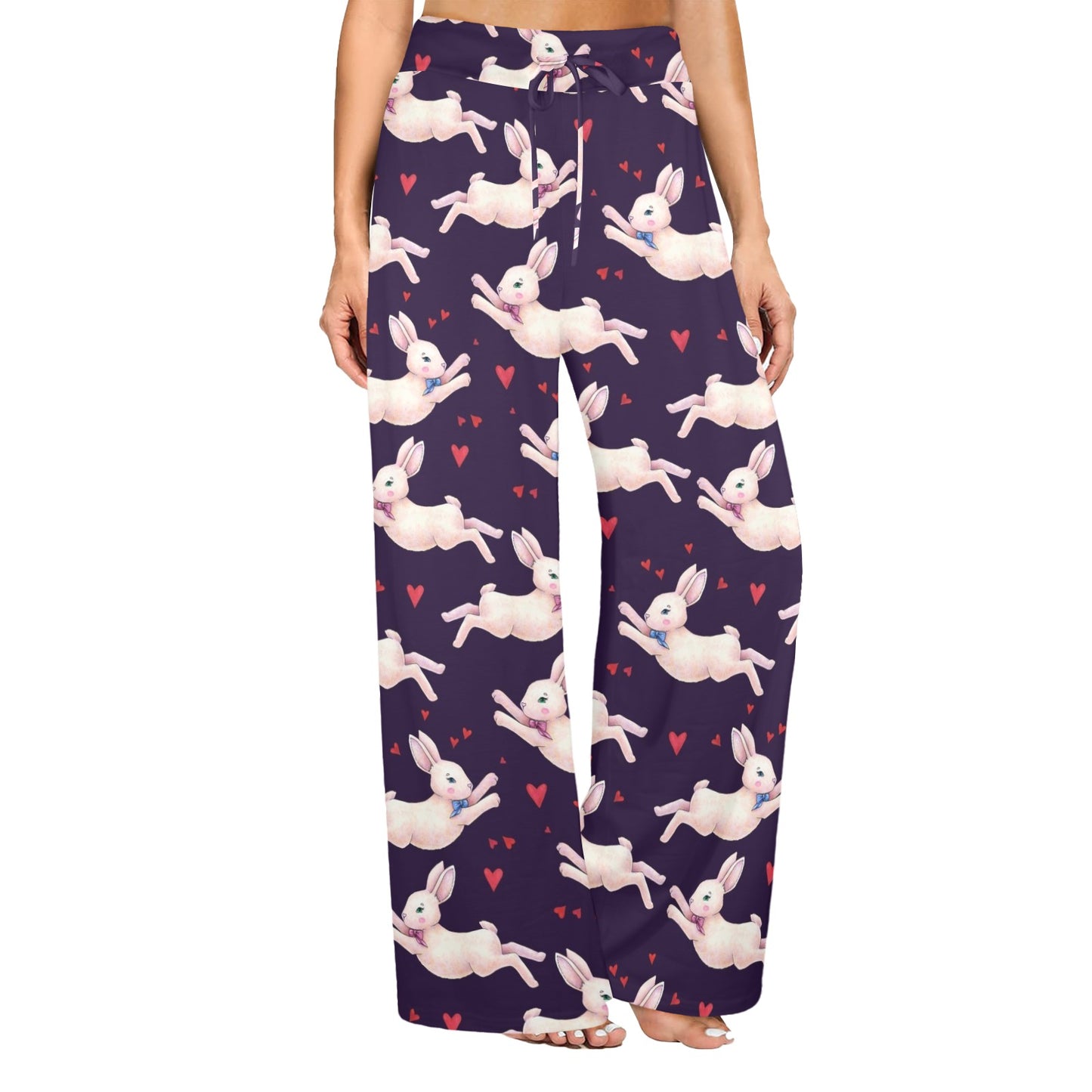 Rabbit Pattern Print Design RB016 Women's Wide Leg Lounge Pants