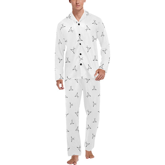 Hockey Print Design LKS304 Men's Long Pajama Set