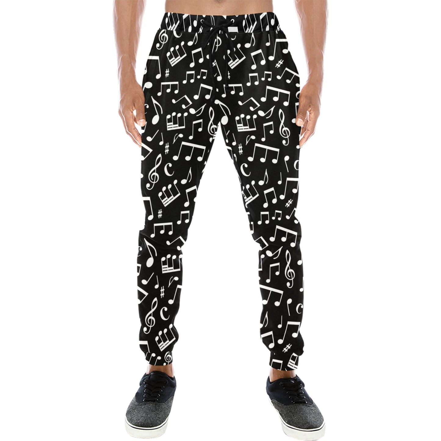 Music Note Black white Themed Print Men's Sweatpants
