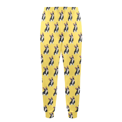 Boston Terrier Pattern Print Design 06 Men's Casual Track Pants
