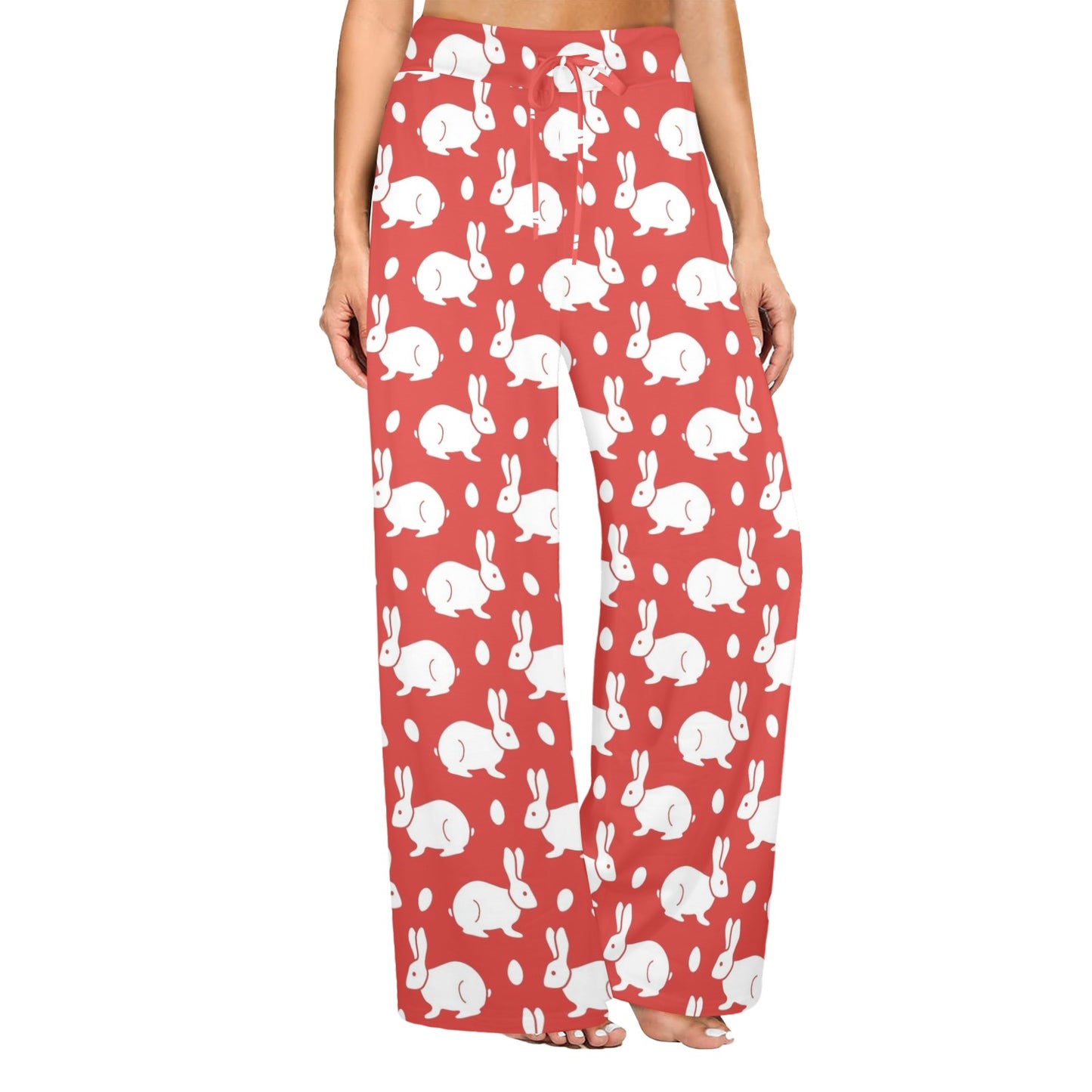 Rabbit Pattern Print Design RB017 Women's Wide Leg Lounge Pants