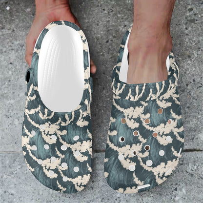 Wave Art Print Unisex Clogs Shoes