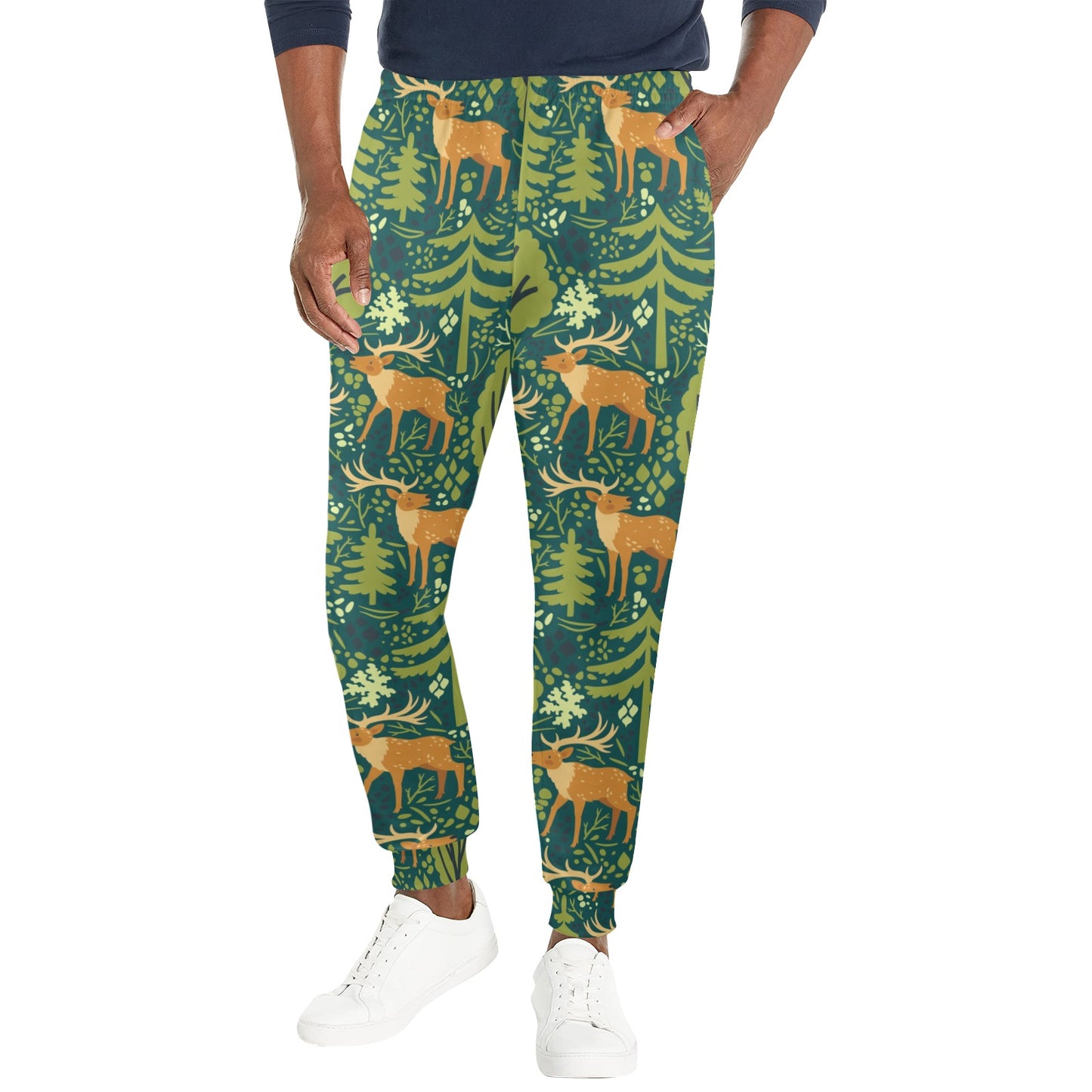 elk Design Print Pattern JJ0198 Men's Casual Track Pants