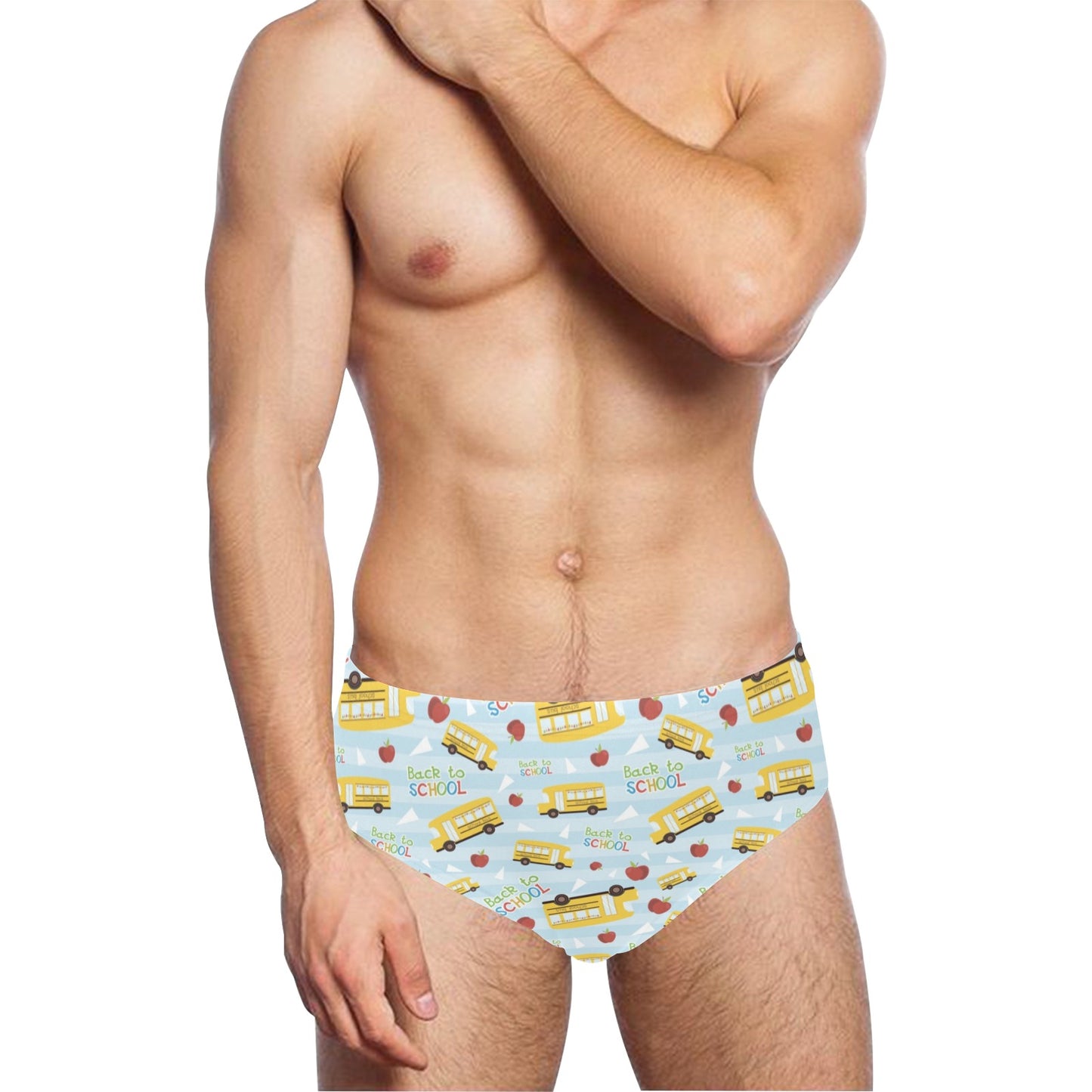 School Bus Back To School Print Design LKS303 Men's Swimming Briefs