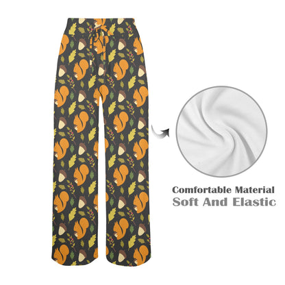 Squirrel Print Design LKS301 Women's Wide Leg Lounge Pants
