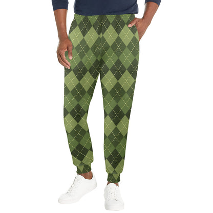 Argyle Green Pattern Print Design 01 Men's Casual Track Pants