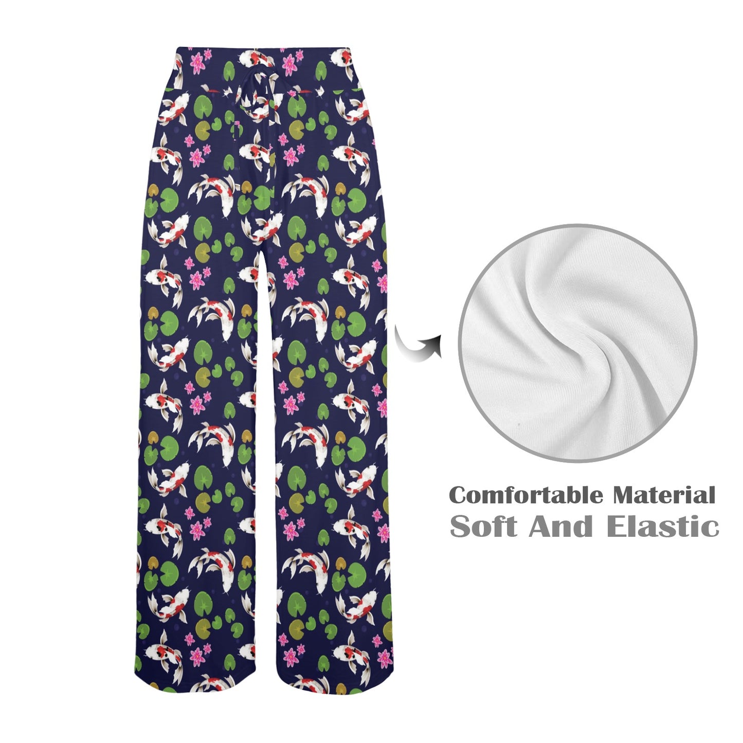 Koi Carp Pattern Design Themed Print Women's Wide Leg Lounge Pants