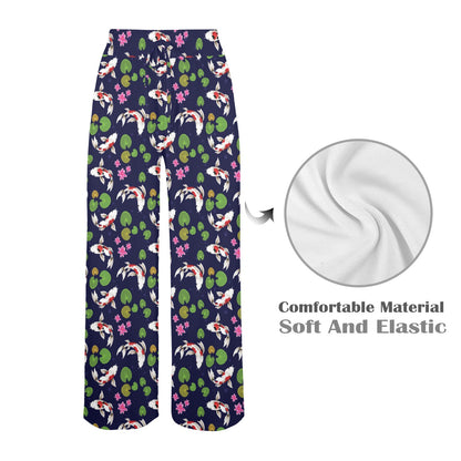 Koi Carp Pattern Design Themed Print Women's Wide Leg Lounge Pants