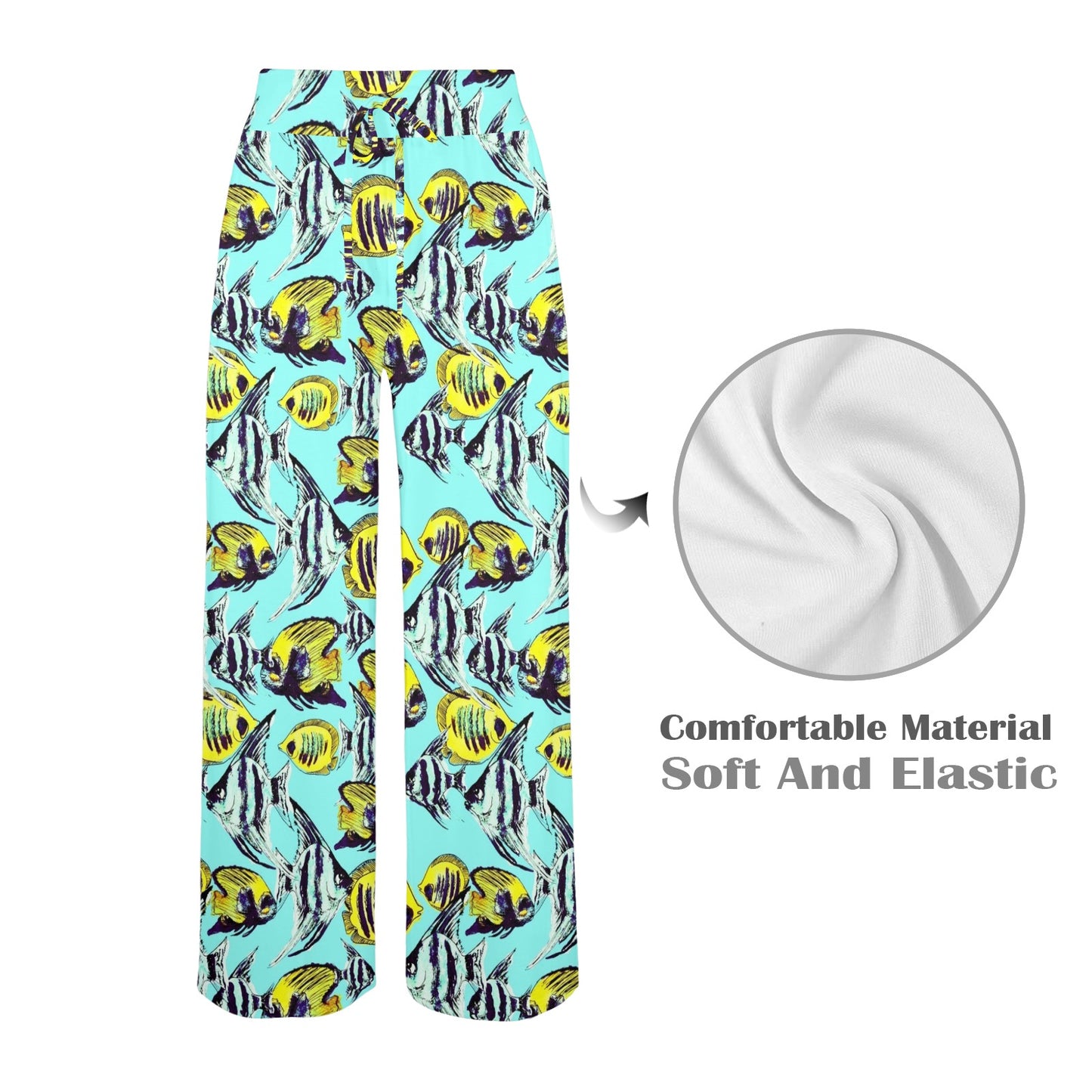 Angelfish Pattern Print Design 02 Women's Wide Leg Lounge Pants