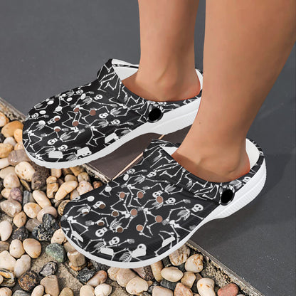 Skeleton Themed Print Unisex Clogs Shoes