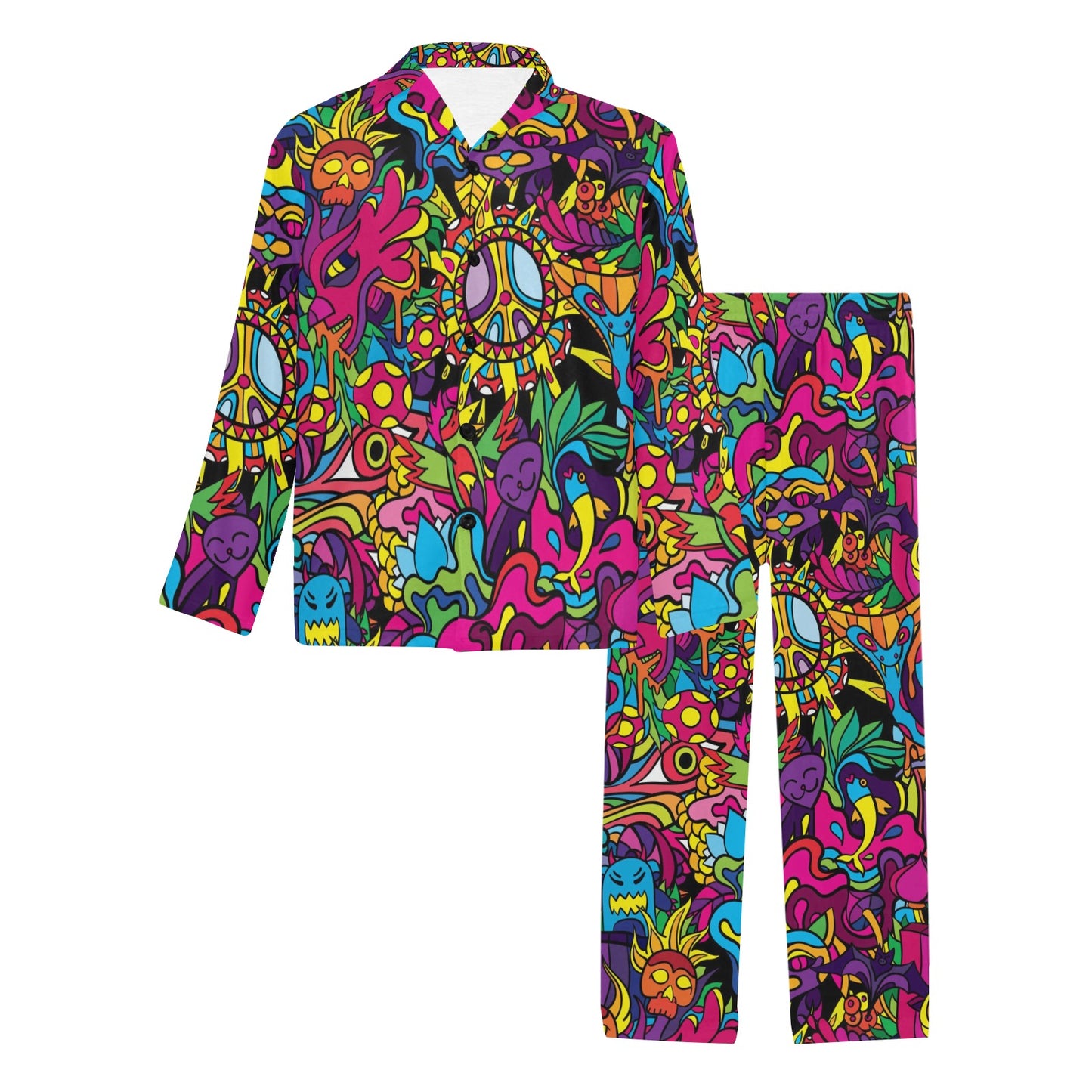 Trippy Print Design LKS304 Men's Long Pajama Set