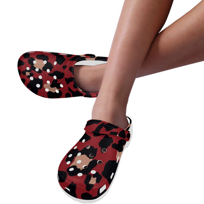 Cheetah Red Print Pattern Unisex Clogs Shoes