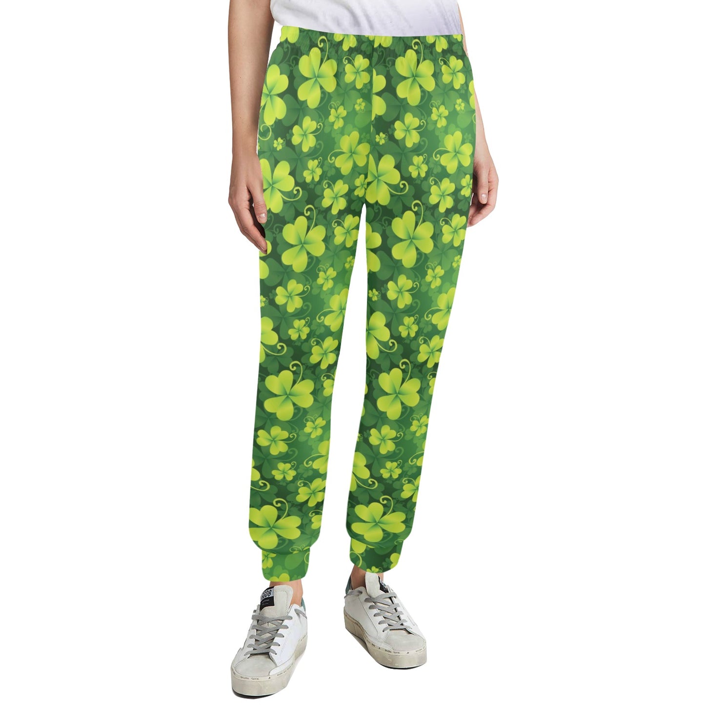 Shamrock Clover Print Women's Casual Track Pants