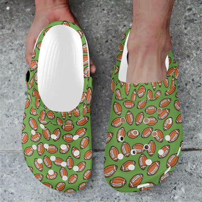 American Football on Green Design Unisex Clogs Shoes