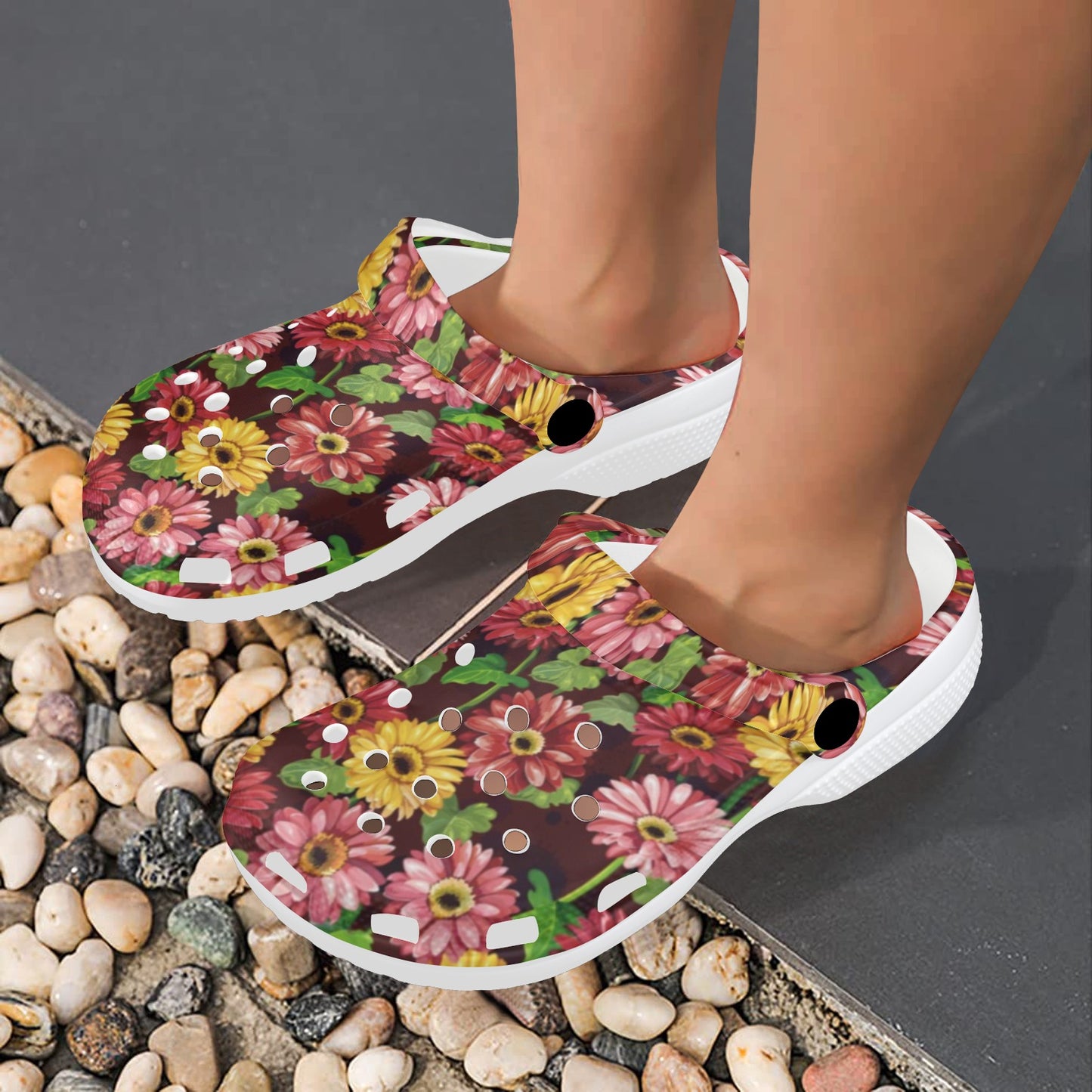 Daisy Gerbera Print Pattern Unisex Clogs Shoes