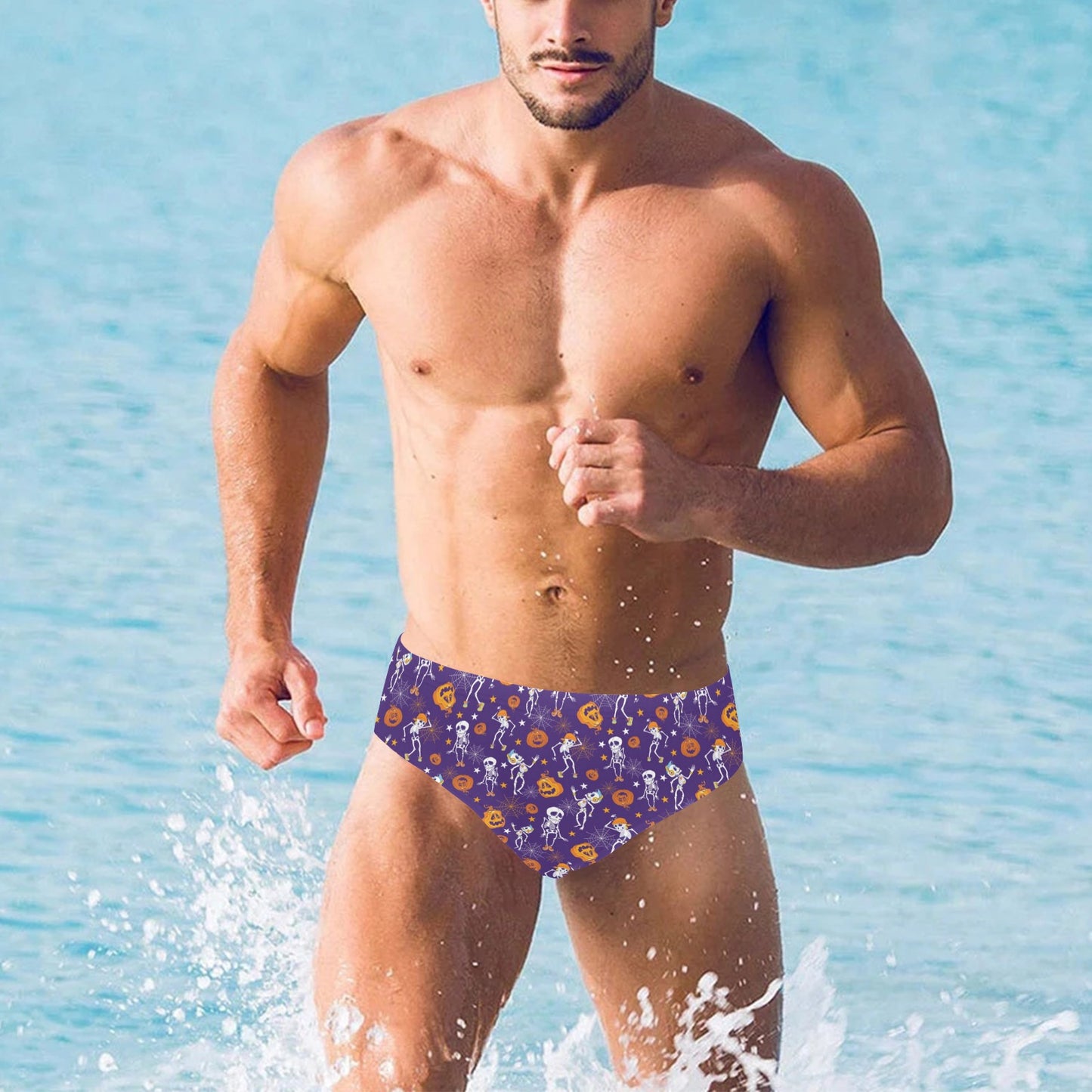 Skeleton Halloween Dance Print Design LKS304 Men's Swimming Briefs
