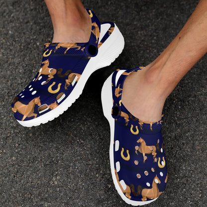 Horse Luxury Themed Pattern Print Unisex Clogs Shoes