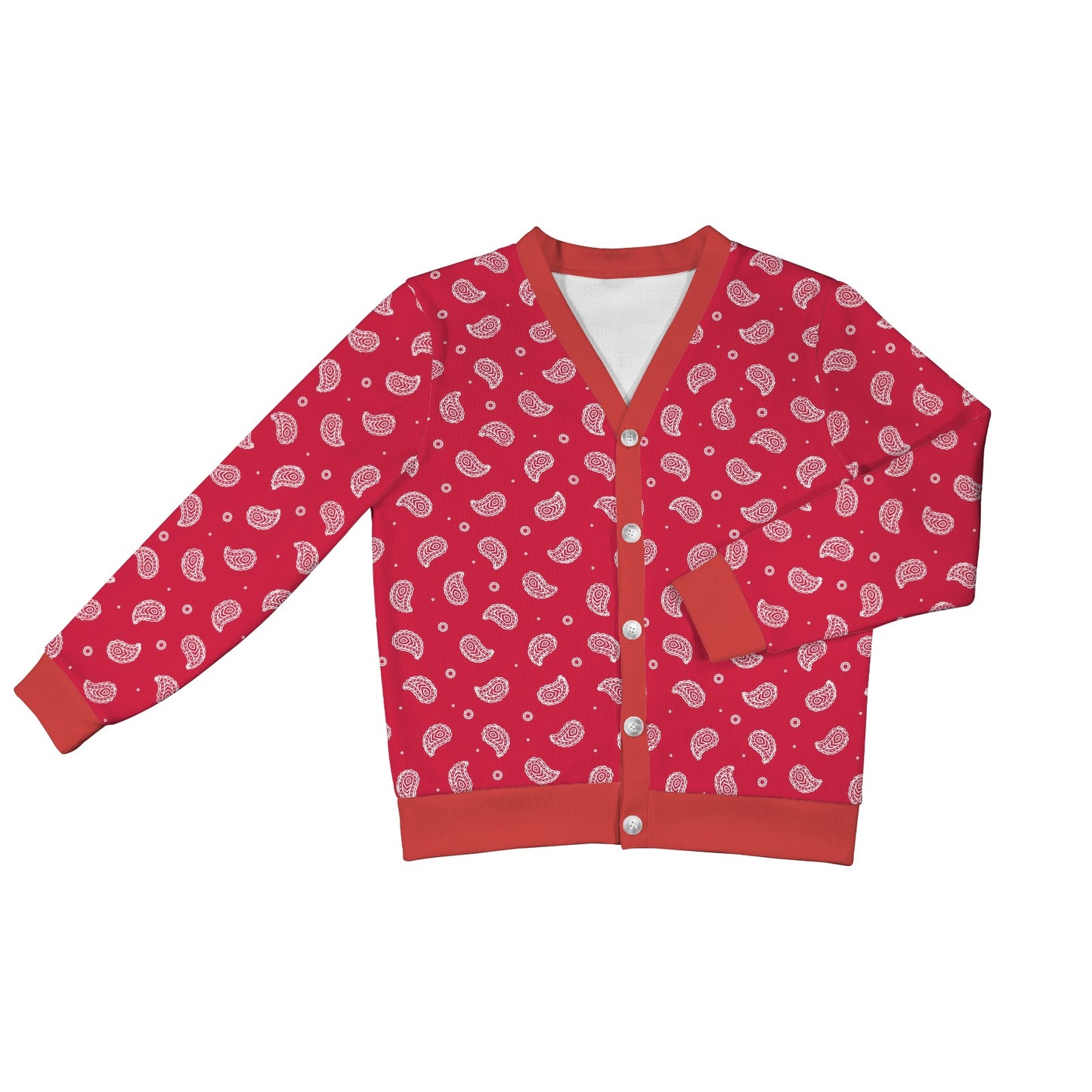 Bandana Red Paisley Print Design LKS305 Women's Cardigan