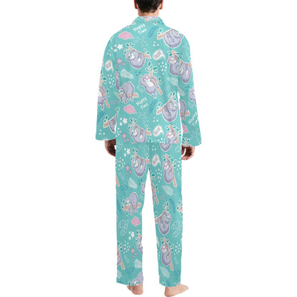 Sloth Print Design LKS309 Men's Long Pajama Set