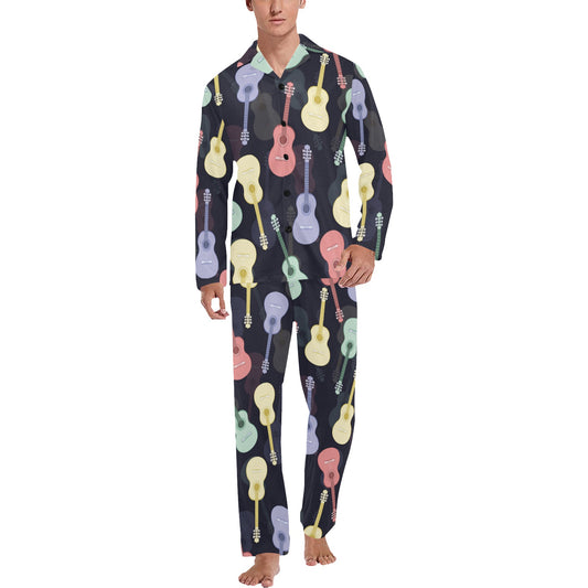 Acoustic Guitar Print Design LKS401 Men's Long Pajama Set